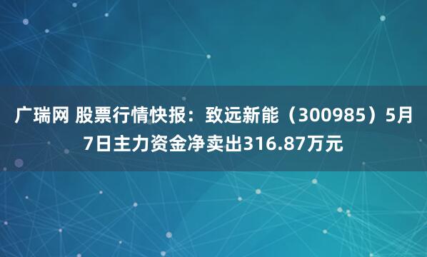 广瑞网 股票行情快报：致远新能（300985）5月7日主力资金净卖出316.87万元