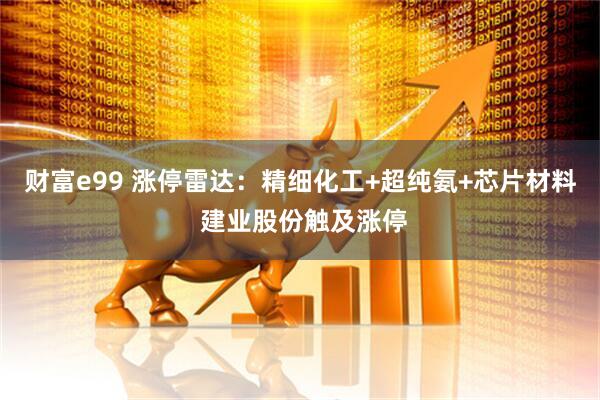 财富e99 涨停雷达：精细化工+超纯氨+芯片材料 建业股份触及涨停
